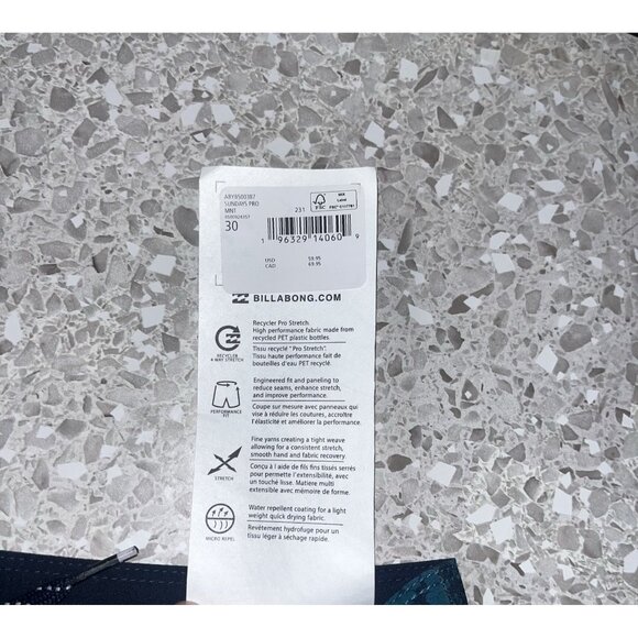 Billabong Board Shorts Pro Performance Recycler Sundays Swim Trunk Surf Mens 30 - Picture 8 of 8